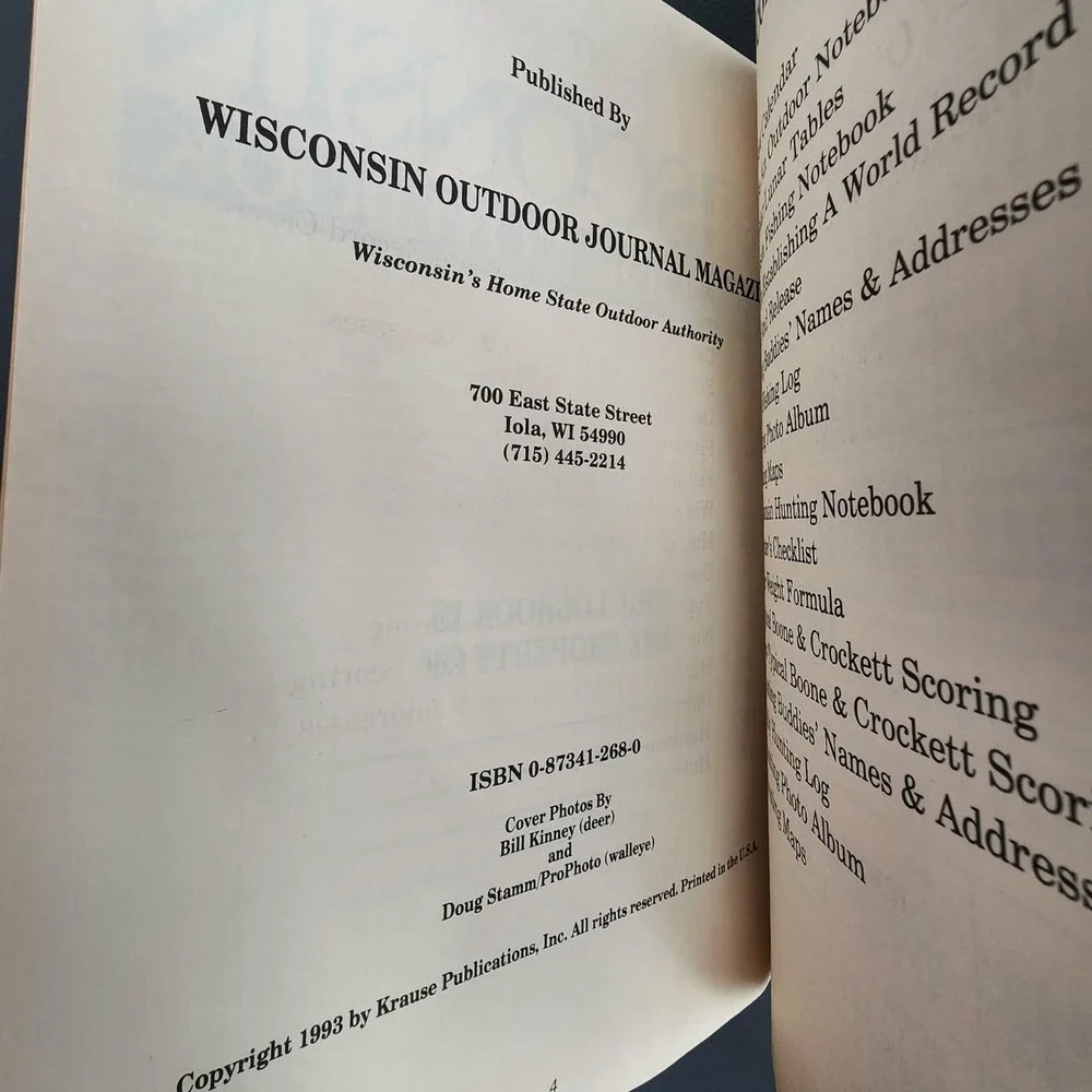 Wisconsin Outdoor Notebook Paperback Book New Old Stock First Edition 1993